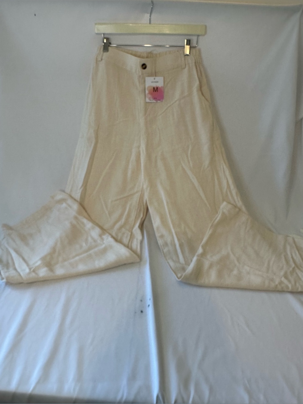 High-Waist Cream Wide-Leg Trousers